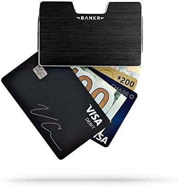 Bankr Stack Wallet | Anti Theft RFID Credit Card Holder Up To 25 Cards | Metal Cash Clip Minimalist Design Brushed Black
