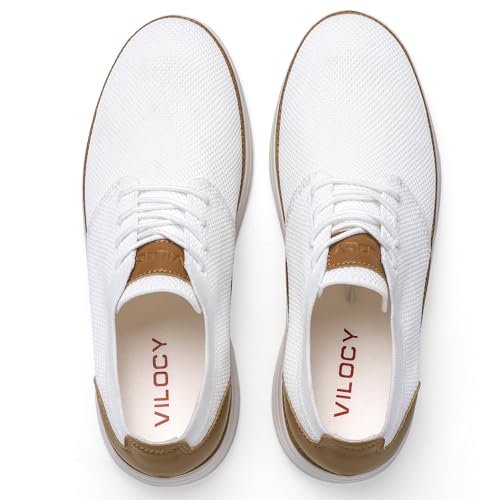 VILOCY Men's Fashion Dress Sneakers Casual Walking Shoes Business Oxfords Comfortable Breathable Lightweight Tennis Zapatos para Hombre White,US10 EU43 by VILOCY - Used condition - Image 8