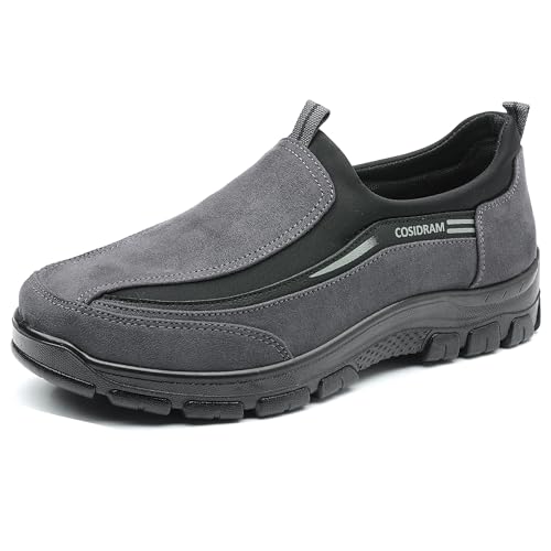 Image of COSIDRAM Mens Casual Shoes Slip on Loafers Comfortable Non Slip Suede Driving Walking Shoes for Men Grey 10.5