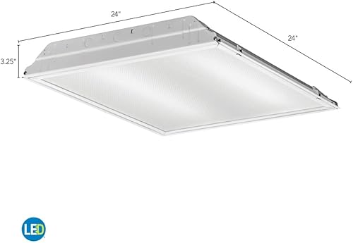 Miniatura 12 de Lithonia Lighting Luz LED Troffer con lente de 2 x 2, luz LED empotrada de techo con lente prismática para techos de rejilla, 120 voltios, 4000 K
