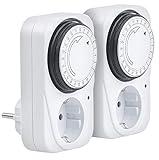 revolt Zeitschaltstecker: 2 mechanische Zeitschaltuhren, Tagesplaner, 15 Min, Kindersicherung (Steckdose mit Zeitschaltuhr)