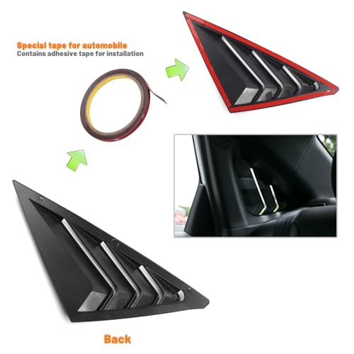 Image of Thenice for 11th Gen Civic Racing Style Rear Side Window Louvers Air Vent Scoop Shades Cover Blinds Compatible with Honda Civic Hatchabck Type R 2022 2023 2024 -Carbon Fiber Texture