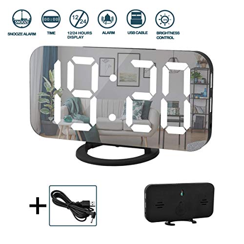 Digital Alarm Clock,6" Large LED Display with Dual USB Charger Ports | Auto