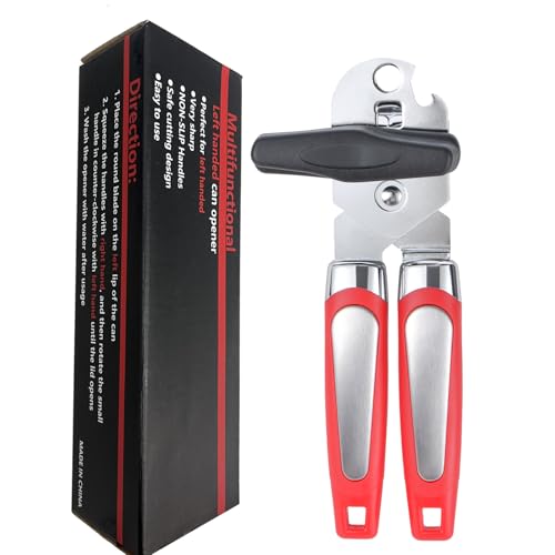 KYDLLF Left Handed Can Opener and Bottle Openers, Lefty Kitchen Tools Utensils for Left Hand People/Adults(Red)