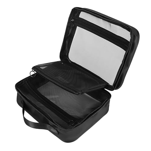 UEOE TSA Approved Toiletry Bag Clear Makeup Bags with Multi Layer Mesh Pockets Portable Large Capacity PVC Cosmetic Bags with Zipper for Travel Essentials