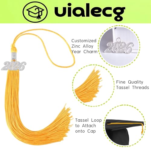Image of Graduation Tassel 2026 for Grad Cap,Gold Tassel with Silver Charm