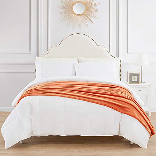 Bourina Fleece Blanket Flannel Throw Blanket (Orange,Throw Size) Lightweight Cozy Microfiber Blanket For Sofa, Couch, Bed, Camping, Travel, 50X60 Inches #TOP3