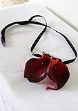 Sweet Home Deco Silk Rose Latex Calla Lilies Wedding Bridal Bridesmaid Bouquet Wrist Corsage Pin Boutonniere in Red/Black (Red/Black-Wrist Corsage)