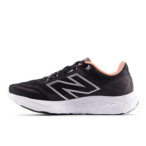 New Balance Fresh Foam 680 V8 - Tenis de Correr para Mujer, Negro/Plata Oscuro Metálico/Néctar de Melocotón, 35 EU