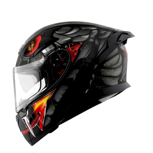 Image of Axor Apex Venomous ISI ECE DOT Certified Full Face Dual Visor Helmet for Men and Women with Pinlock Fitted Outer Clear Visor and Inner Smoke Sun Visor Dull Black Grey(L)