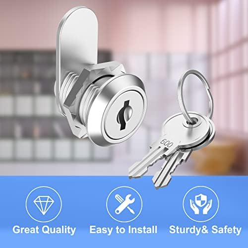 1 Pack Cabinet Lock with Key, 5/8" File Cabinet Lock Cam Lock Keyed Alike, Rv Locks for Storage Door Secure Files Drawers Toolbox Mailbox RV Door, Zinc Alloy