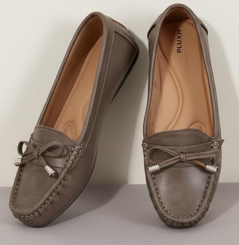 Image of Pluxh Women's Bow Detail Ballet Flats | Soft Cushioned Comfort Shoes | Lightweight Slip-On Footwear | Flexible Anti-Slip Sole | Office Flats