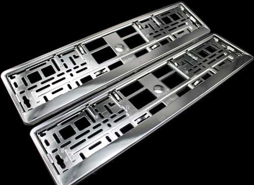 Pair Of Number Plate Holders - Carbon, Chrome - CAR, TRUCK, VAN, TRAILER (Chrome Effect), 2 pieces
