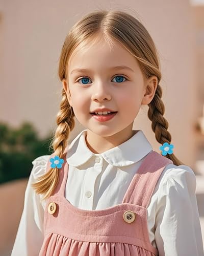 Jollybows 24 Stück Blumen für Haargummis Mädchen, Bunt Kleine Elastische Zopfgummis Mini Haarschmuck für Baby Mädchen Kinder Kleinkind