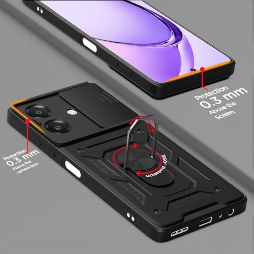 Image of AIBEX Back Cover for Oppo A3x 4G / Oppo A3 5G / Oppo A3x 5G | D10 Tough Armor Case | Sliding Camera Shield | 360 Protection | Kickstand Ring Holder | Military-Grade Shockproof Bumper Case