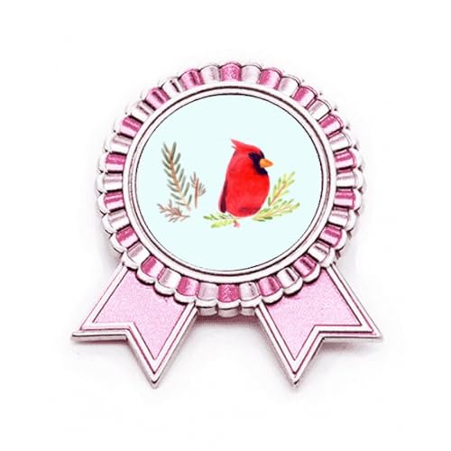 Broche en forme d'oiseau rouge Art Déco finition métal premium ornée