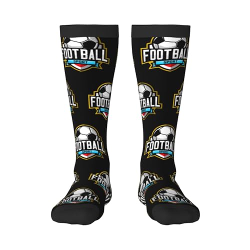Football Sport Calf-Length Color-Blocked Knee-High Socks With 3D Printed Design, Unisex