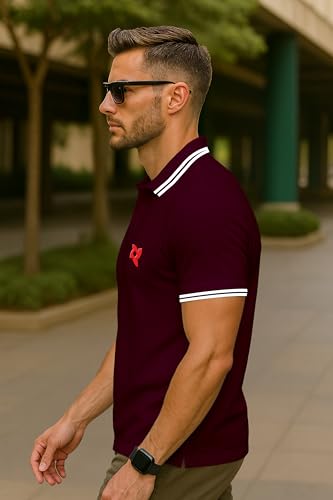 Image of Dagcros Classic Men's Polo T-Shirt with White Trim, Short Sleeve for Mens