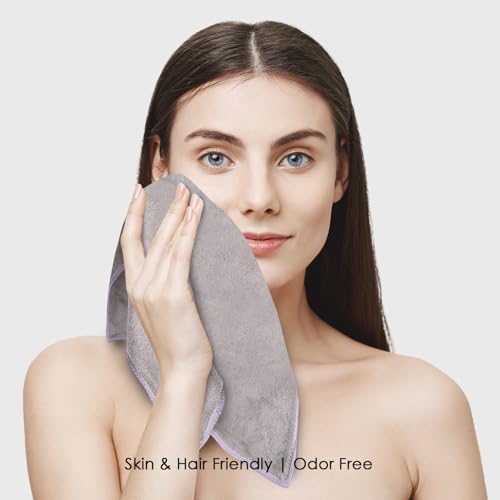 Image of HOUSSE Natural Microfiber Face Towel Atmosphere Gray | Quick Dry Makeup Remover | Antimicrobial for Sensitive Skin | Eco-Friendly 450 GSM | Soft Touch Set | 30x30 cm | Pack of 4