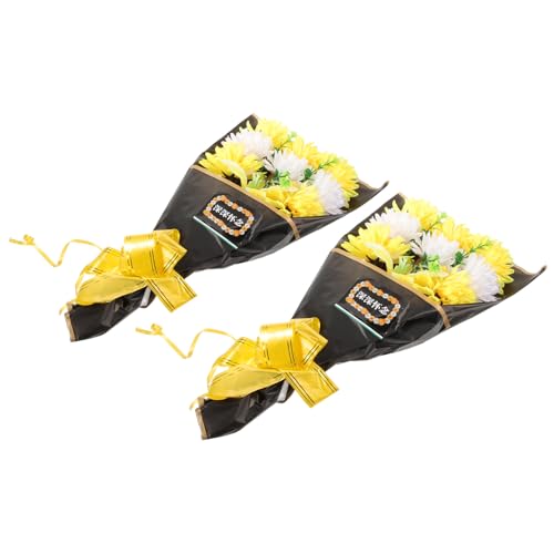 GETAJGHSD Bouquet di Fiori Artificiali per Cimitero 2 Pezzi Fiori Finti per Decorazione Tomba Resistenti al Sole in Plastica e Seta Decorazioni Esterne per Giardino Balcone e Porta