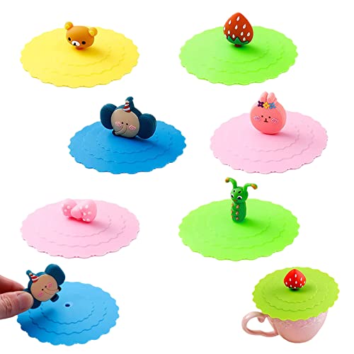6 Piezas Tapas de Silicona para Tazas Cubiertas de Copa Reutilizables Antipolvo Tapas Antipolvo a Prueba de Fugas para Café Taza de Cerveza Taza Cover