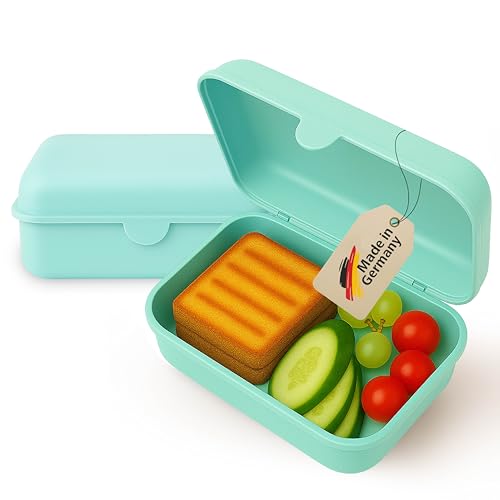 MEBY 2er Set Brotdose – Lunchbox für Kinder & Erwachsene – BPA-frei, spülmaschinenfest, mikrowellengeeignet – Robuste Snackbox/Frühstücksbox mit austauschbarem Deckel (Türkis)