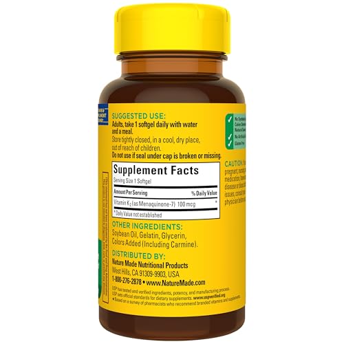 Nature Made Vitamin K2 100 mcg, Healthy Bone Supplements, 30 Softgels, 30 Day Supply - image 8