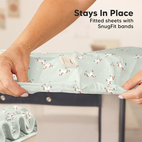 Image of 2-Pack Mini Crib Sheets Fitted, 38x26 Pack N Play Mattress Sheets (Lune Mystic)