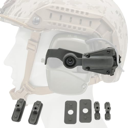 Tactical Helmet ARC Track Adapter for Tactical Electronic Shooting Earmuff Compatible Howard Leight Impact Sport Headset (Gray)