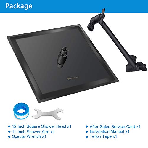 image for NearMoon Rain Shower Head with 11’’ Adjustable Extension Arm, Larg