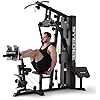 Mikolo Home Gym Workout Station with 150LBS Weight Stack Multifunctional Home Gym Equipment with Pulley System for Full Body Strength Training