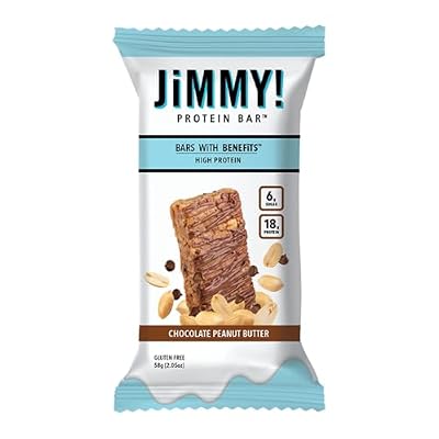 JiMMY'S! Functional Protein Bar - Chocolate Peanut Butter - 12 Count - 18g of Protein, Low Sugar, Gluten Free