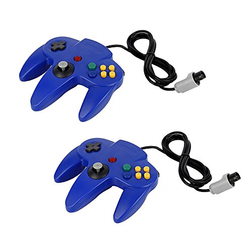 QUMOX 2X Jeux Controleur Joystick Manette pour N64 System Gamepad Bleu