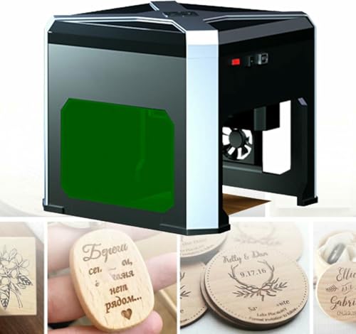 Grabador láser de 3 W, máquina grabadora láser liviana y portátil, cortador láser doméstico con carcasa de acrílico para bricolaje en madera, cuero y metal, área de grabado de 3,15 x 3,15 pulgadas~/
