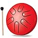 Mini Steel Tongue Drum Small: 3 Inch 6 Notes Metal Hand Drums Musical Instruments, Music Gifts for Family Friends (Red)