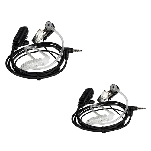 Retevis Walkie Talkie Auricular 1 Pin 3,5 mm, Pinganillos Walkie Talkie, Auriculars-Micrófono, Auricular De Tubo Transparente con PTT Compatible RT622P RB619 (2 Unidad)