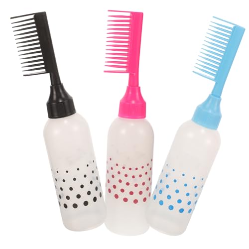 Healeved 3pcs Hair Coloring Dispensing Bottles Comb Bottle Root Touch up Salon Applicator