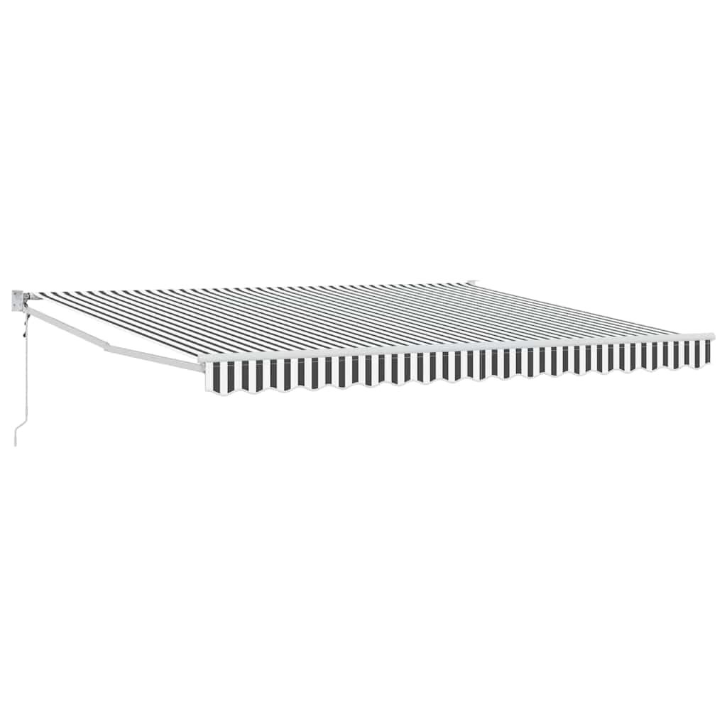 Markiza zwijana, antracytowa, biała, 4 x 3 m, materiał odporny na promieniowanie UV, rama aluminiowa, na taras, balkon, do ogrodu