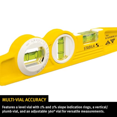 Stabila 25360 Torpedo Amarillo con burbuja ajustable de 360 grados 7