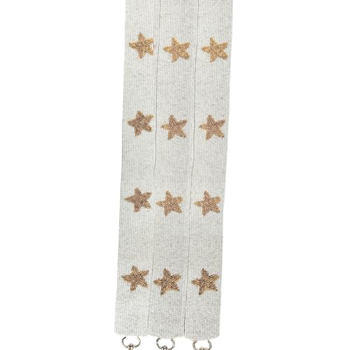 Beaded Purse Strap White with Gold Stars Girls Nashville Bride Concert for Game Day Clear Stadium Bag 49” Long 1.75” Wide4