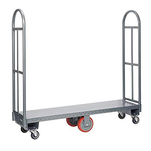 Winholt 300-60D/PU U-Boat Diamond Steel Deck, Utility Cart with Polyurethane Center and End Wheels,239.65 gal Capacity, 63