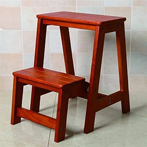 Taburete plegable multifuncional de madera con 2 escalones para pisos pequeños 4