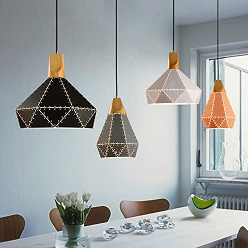 Lampe suspendue en fer diamant lustre industriel noir