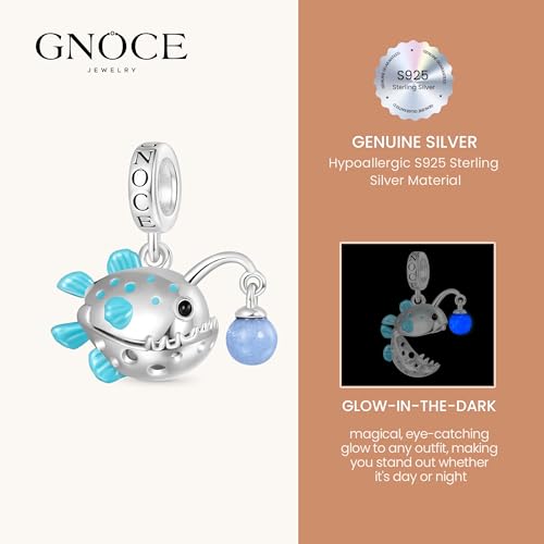 Image of GNOCE Ocean World Cute Animal Charm Beads,925 Sterling Silver Dangle Charms Fit Bracelets & Necklace, Hand-Finished Keepsake Travel Jewelry Gift for Women Men BBF