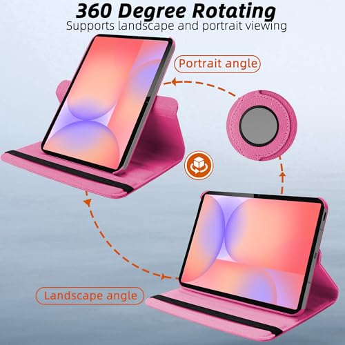 Image of TGK 360 Rotatable Flip Cover for Samsung Galaxy Tab S10 Lite 5G 10.9 inch Case Model SM-X400 /SM-X406B 2025 (Hot Pink)
