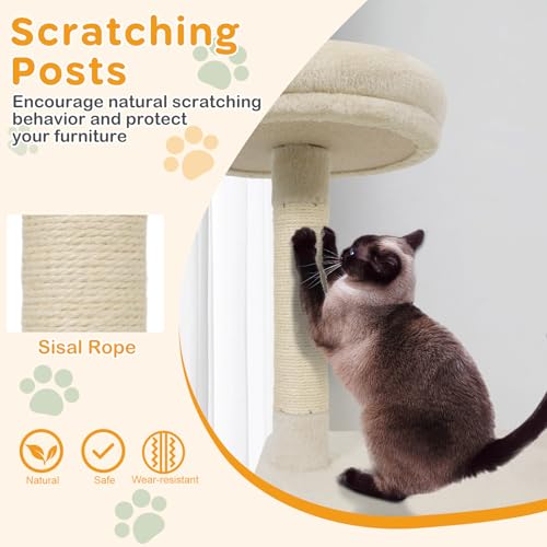 PETSITE Torre para Gatos 48 pulgadas Beis con Rascadores y Plataformas miniatura 4