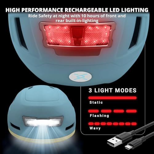 Image of XNITO Bike Helmet with LED Lights - Urban Bicycle Helmet for Adults, Men & Women - CPSC & NTA-8776 Dual Certified - Class 3 E-Bikes, Scooters, Onewheel, Commuter, Mountain