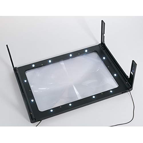 Lupa de página de LED F Fityle grande ultra brilhante 2,5X com 6 LEDs – Lupa dobrável ótima para lei