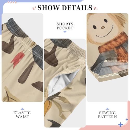 Scarecrow Pumpkins Boys Long Pants Soft Trousers Elastic Waist Kids Lounge Bottoms with Pockets S-XL4