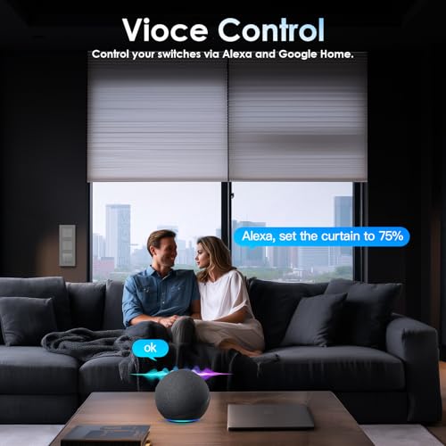 BSEED Doppel Smart Lichtschalter mit WLAN Rollladenschalter,Smart Jalousien Schalter,PC Rahmen,Ben&ouml;tigt Nullleiter,WiFi Rolladen Zeitschaltuhr,kompatibel mit Alexa/Google Home,2 Fach 1Weg,Grau